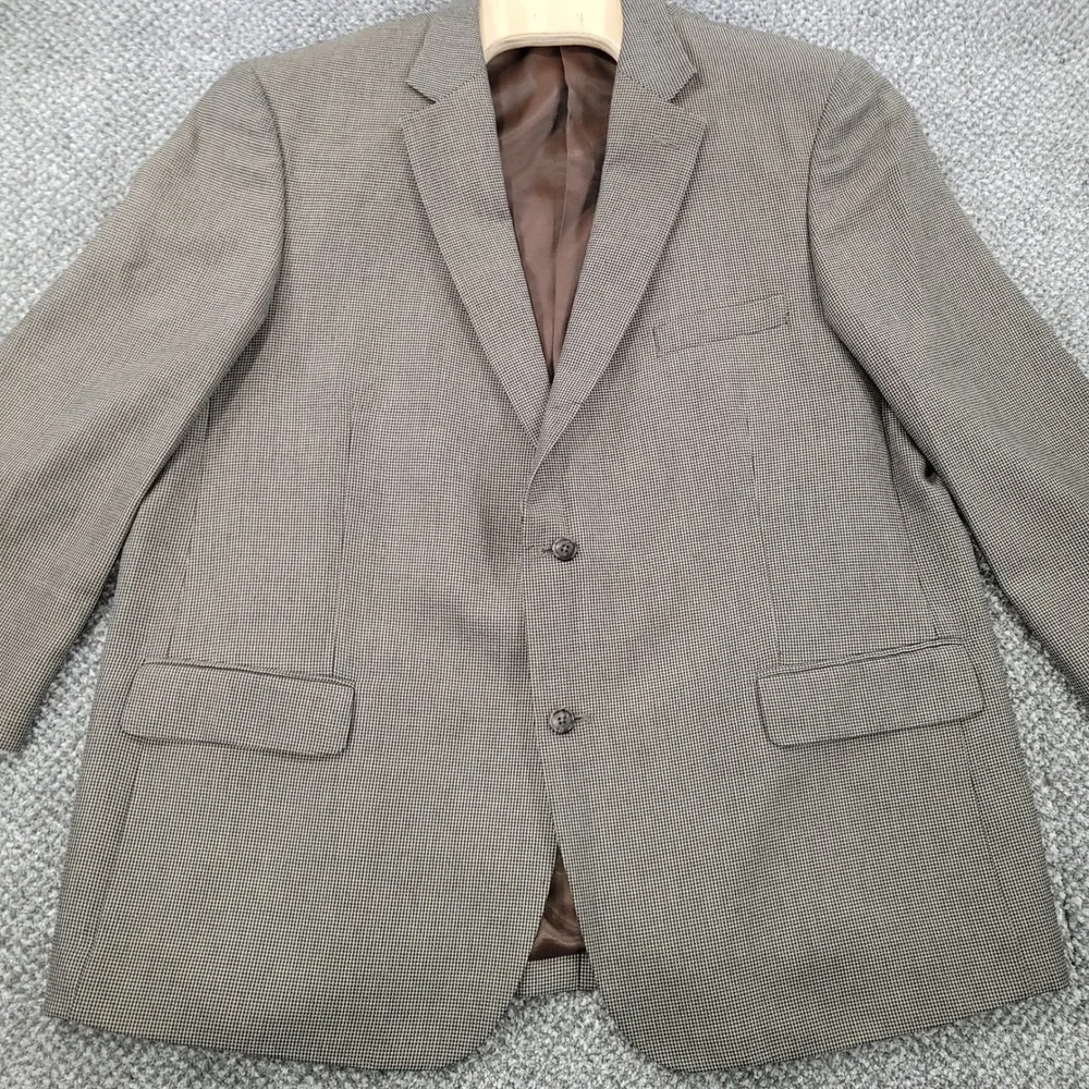 Pronto Uomo Mens 50 Regular Blazer Brown Houndstooth Two Button Sport Coat 50R